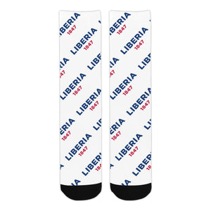 Liberia 1847 White Men's Custom Socks (Made In USA)