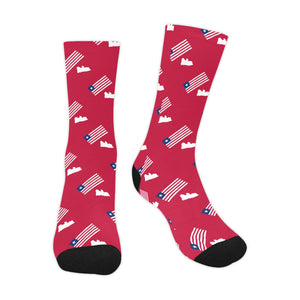 Liberia Flag/Map Red Men's Custom Socks (Made In USA)