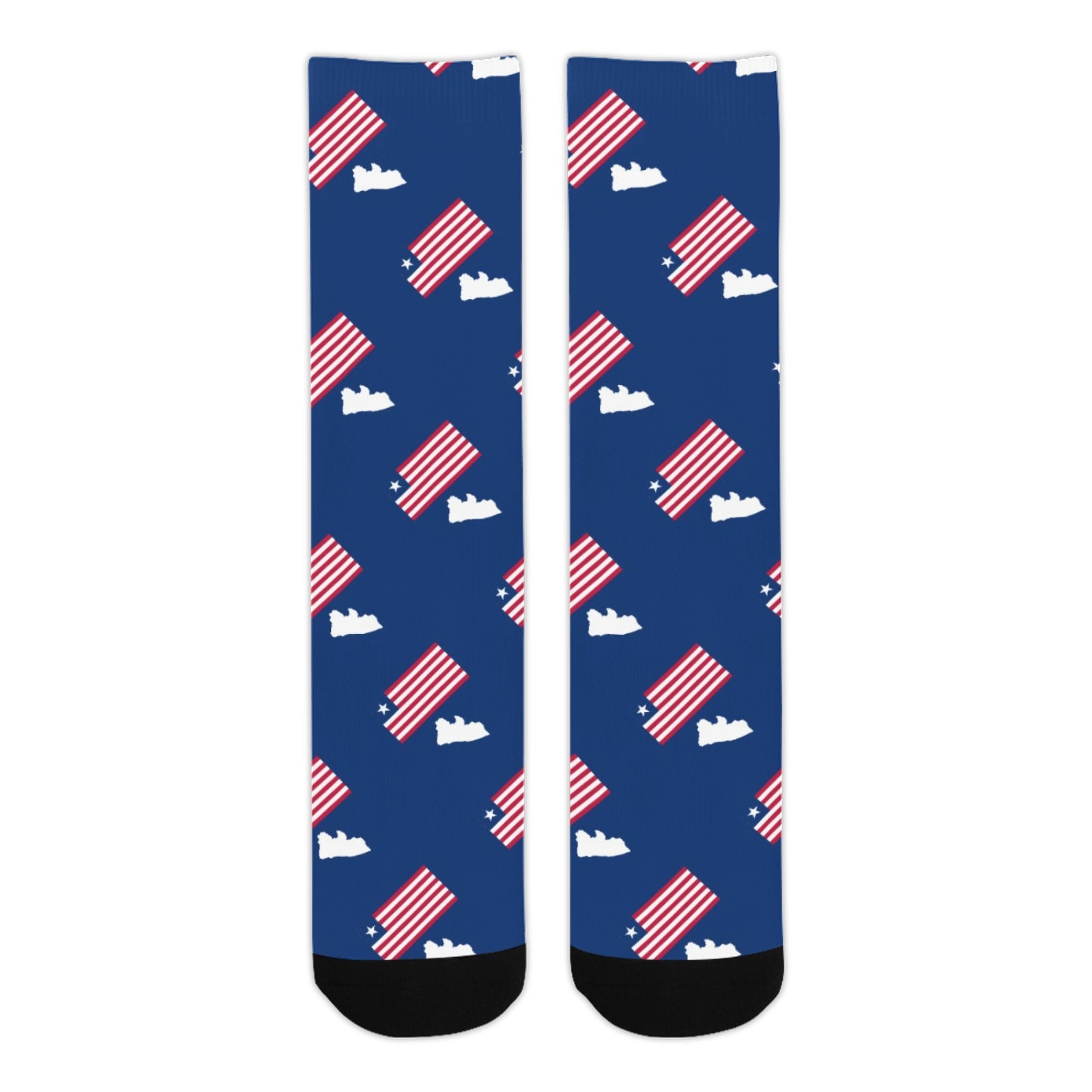 Liberia Flag/Map Blue Men's Custom Socks (Made In USA)