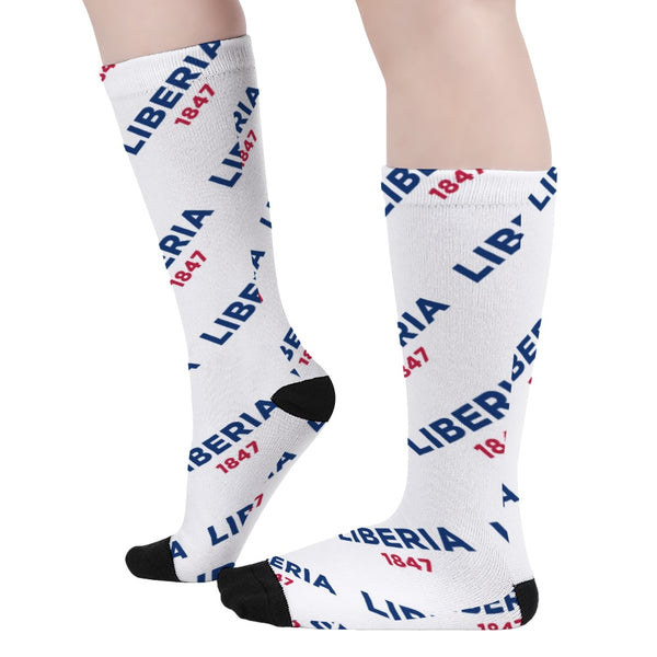 Liberia 1847 White Long Cute Women Colorblock Socks