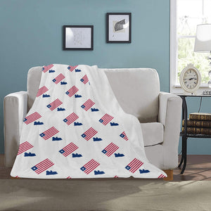 White Liberia Flag/Map Ultra-Soft Micro Fleece Blanket 30"x40" (Made In USA)