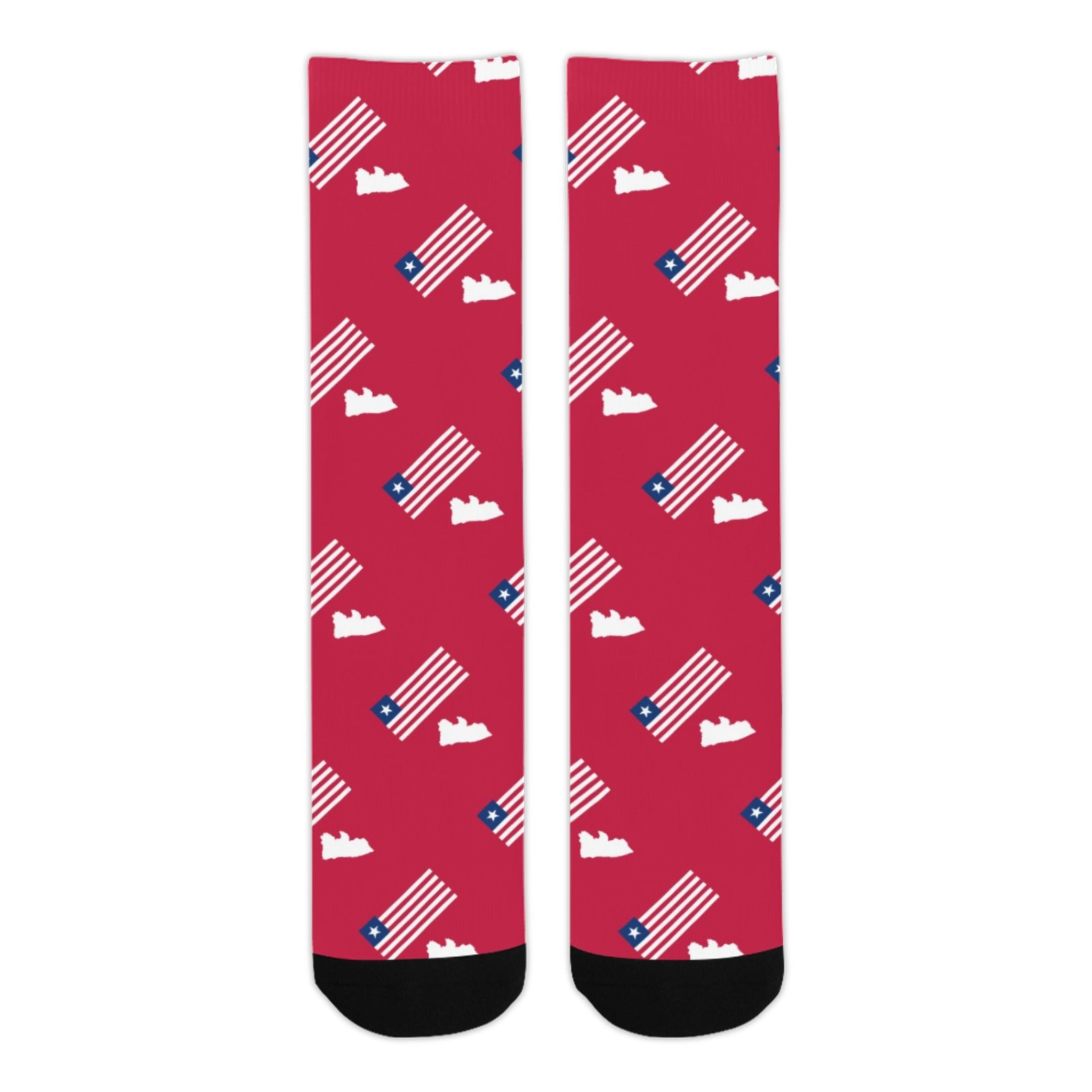 Liberia Flag/Map Red Men's Custom Socks (Made In USA)