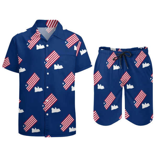 Liberia Flag/Map Blue Leisure Beach Suit