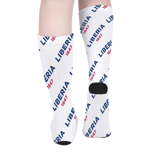 Liberia 1847 White Long Cute Women Colorblock Socks