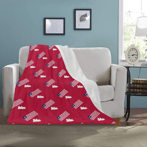 Red Liberia Flag/Map Ultra-Soft Micro Fleece Blanket 30"x40" (Made In USA)