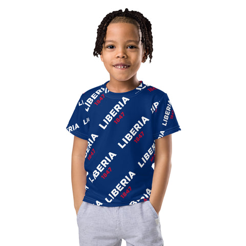 Liberia 1847 Blue Kids crew neck t-shirt