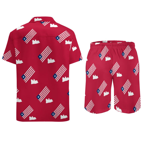 Liberia Flag/Map Red Leisure Beach Suit