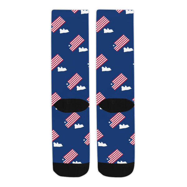 Liberia Flag/Map Blue Men's Custom Socks (Made In USA)