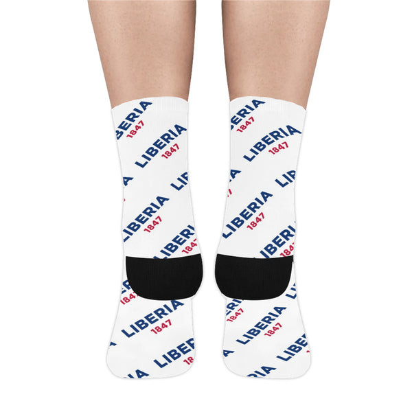 Liberia 1847 White Men's Custom Socks (Made In USA)