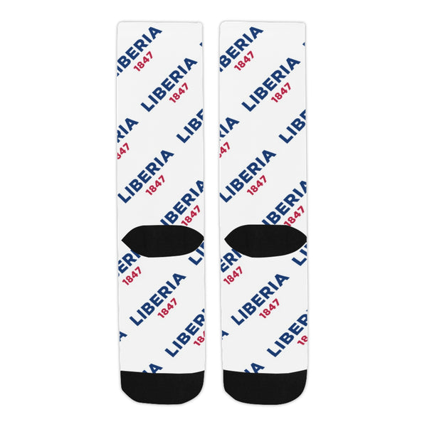 Liberia 1847 White Men's Custom Socks (Made In USA)