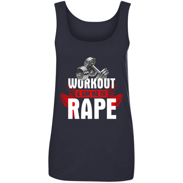 Workout to Say No To Rape Ladies' 100% Ringspun Cotton Tank Top