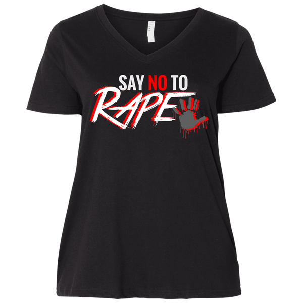 Say No To Rape  Ladies' Curvy V-Neck T-Shirt