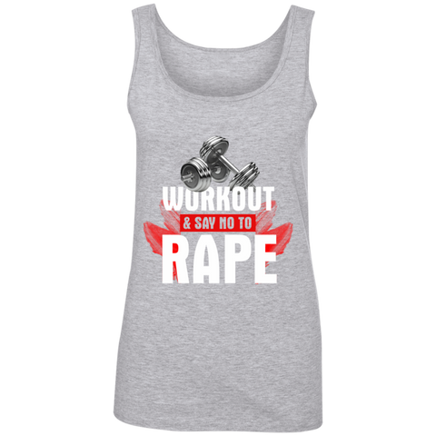 Workout to Say No To Rape Ladies' 100% Ringspun Cotton Tank Top