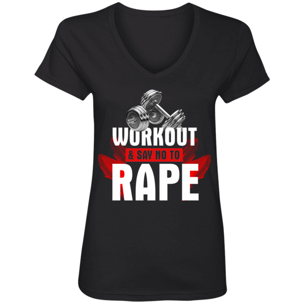 Workout to Say No To Rape Ladies' V-Neck T-Shirt