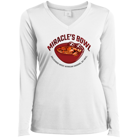 Miracle's Bowl Ladies' LS Performance V-Neck T-Shirt