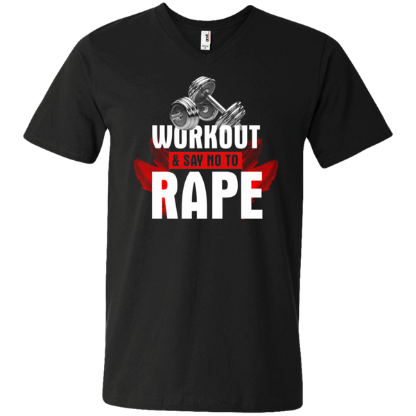 Workout to Say No To Rape Men's Printed V-Neck T-Shirt