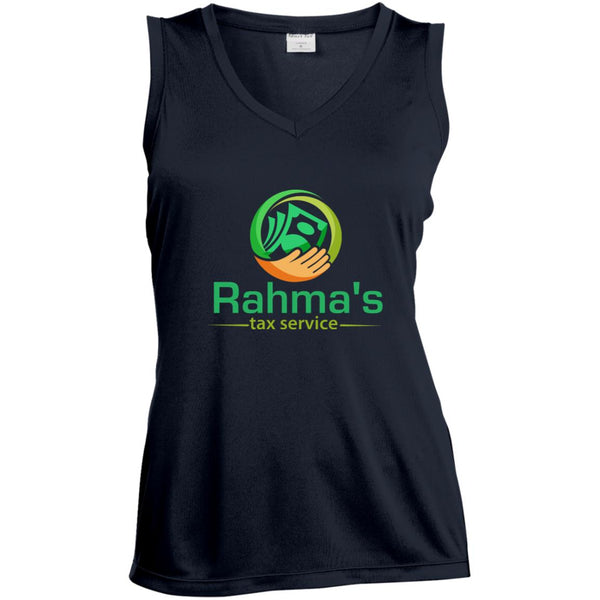 Rahma's Logo Rahma's Tax Service Ladies' Sleeveless Moisture Absorbing V-Neck