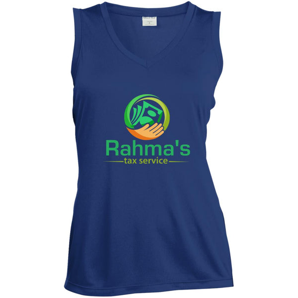 Rahma's Logo Rahma's Tax Service Ladies' Sleeveless Moisture Absorbing V-Neck