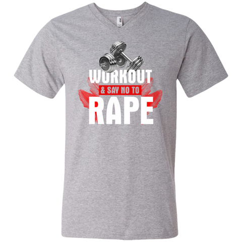 Workout to Say No To Rape Men's Printed V-Neck T-Shirt