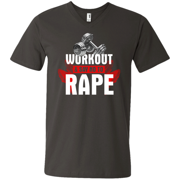 Workout to Say No To Rape Men's Printed V-Neck T-Shirt
