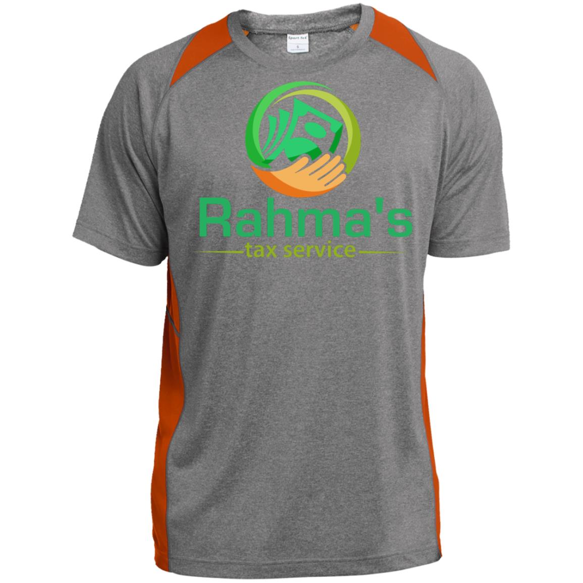 Rahma's Logo Rahma's Tax Service Heather Colorblock Poly T-Shirt