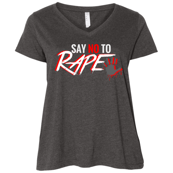 Say No To Rape  Ladies' Curvy V-Neck T-Shirt