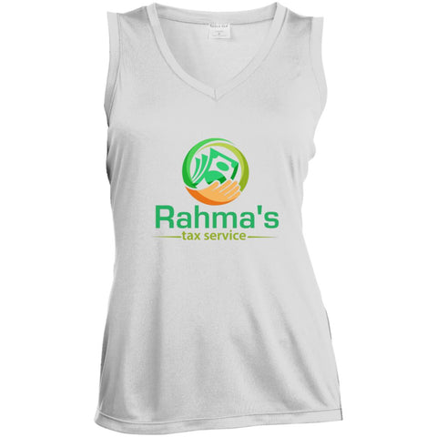 Rahma's Logo Rahma's Tax Service Ladies' Sleeveless Moisture Absorbing V-Neck