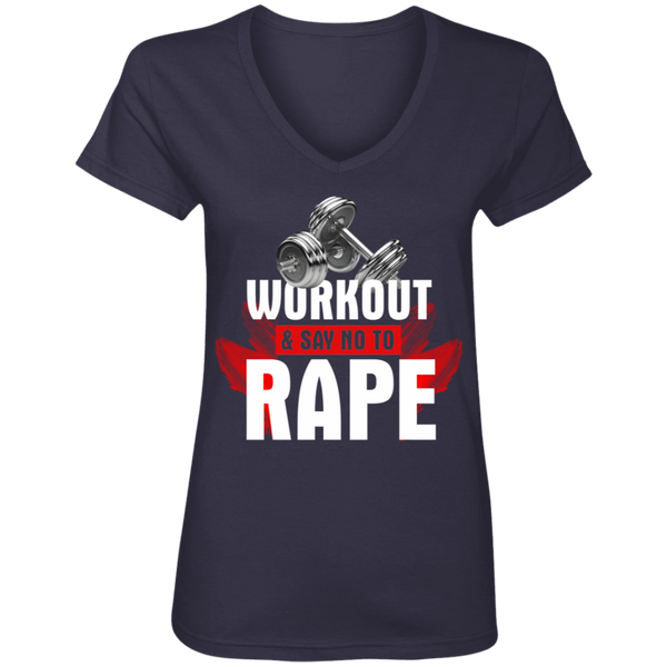 Workout to Say No To Rape Ladies' V-Neck T-Shirt