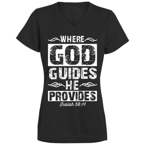 Where.GOD.Guides.HE.Provides Ladies' Wicking T-Shirt