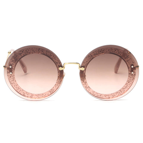 Round Rimless Vintage Sunglasses